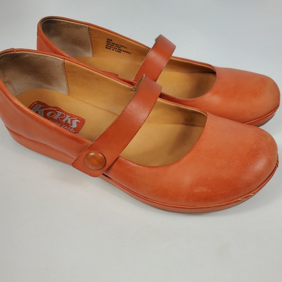 KorkEase Shoes Korks By Korkease Orange Leather Mary Jane Clogs